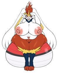 2021 anthro areola ass belly big_areola big_belly big_breasts big_butt big_nipples big_pussy blush breasts buckteeth cinderace colored digital_media_(artwork) ears_down exercise_ball eyelashes female front_view generation_8_pokemon genitals gigantamax_cinderace gigantamax_pokemon heart_on_belly heart_symbol hi_res huge_areola huge_breasts huge_butt huge_nipples long_ears matospectoru navel nintendo nipples open_mouth open_smile pink_areola pink_nipples pink_tongue pivoted_ears pokemon pokemon_(species) pussy red_eyes red_nose simple_background sitting sitting_on_object slightly_chubby slightly_chubby_anthro slightly_chubby_female smile solo teeth thick_thighs tongue white_background white_body white_ears yellow_inner_ear