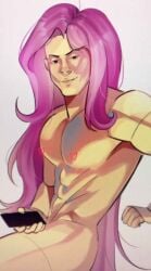 animation_meme art_trend artist_request flutterguy fluttershy_(mlp) human_artist humanization humanized humanized_pony instagram_source long_hair meme meme_reference mlp_g4 muscular my_little_pony no_ai pink_hair shitpost solo solo_focus trend yellow_body you_made_me_mlp_meme