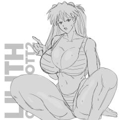 asuka_langley_sohryu bikini huge_breasts lilithcharlott2 neon_genesis_evangelion sketch thick_thighs