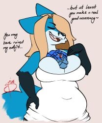 bbw big_breasts blob breasts cleavage female furry huge_breasts lucario micro overweight pokemon pokemon_(species) sumisune thick_thighs wide_hips