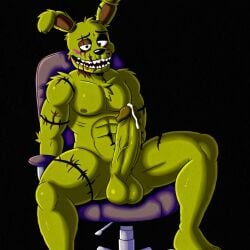 ai_generated cum dark_room five_nights_at_freddy's office_chair springtrap springtrap_(fnaf) tied_to_chair