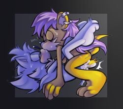 balls blush breasts closed_eyes cum cum_inside dickgirl dominant_futanari ear_piercing fan_character furry futa_on_male futanari kissing legs_up male mating_press mina_mongoose nude sega sex sonic_(series) sonic_the_hedgehog_(archie) submissive_male sweating