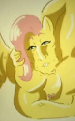 animation_meme art_trend artist_request flutterguy fluttershy_(mlp) human_artist humanization humanized humanized_pony instagram_source long_hair meme meme_reference mlp_g4 muscular my_little_pony no_ai pink_hair shitpost solo solo_focus trend yellow_body you_made_me_mlp_meme