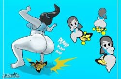 1girls ass big_ass big_butt gobrush nintendo pichu pokemon pokemon_(species) super_smash_bros. twerk twerking wii_fit_trainer