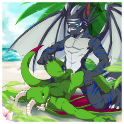 3_toes abs anal anal_sex anthro balls biceps black_body black_dragon black_scales blue_eyes blue_stripes body_markings claws clenched_teeth cum cum_inside danboyya2000 dragon erection eye_contact furry furry_only gay green_body green_dragon green_penis green_scales hand_on_knee hand_on_thigh horn humanoid_penis kneeling looking_down looking_up lying male markings nude on_back open_mouth outside palm_tree pecs penetration penis precum red_eyes red_scales rough_sex scalie seaside sex sharp_teeth spikes stripes table_lotus_position teeth toe_claws toned western_dragon white_scales white_stripes wing_boner wings