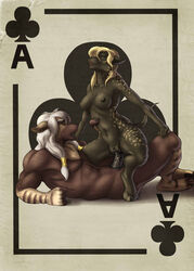 2014 anthro blonde_hair breasts canine card couple cowgirl_position duo female hair hi_res high_resolution highres hyena hyenafur jackal male mammal mickey_the_retriever nipples nude on_top osiris_(character) penetration penis pussy sex straight vaginal_penetration white_hair