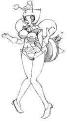 1boy 1boy1girl 1girls abdomen antennae anthro artist_request bee boobs breasts crown female honey_queen male male/female mario mario_(series) monochrome nintendo pussy queen_bee stinger super_mario_galaxy tits vagina