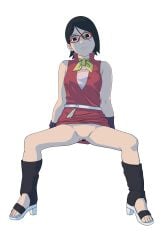 1girls aldwelter alternate_costume boruto:_naruto_next_generations censored censored_pussy female_only glasses naruto naruto_(series) sarada_uchiha