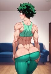 1boy ai_generated big_butt boku_no_hero_academia bubble_butt femboy gay girly izuku_midoriya muscle presenting_hindquarters tagme yaoi yo0001