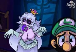 1boy 1boy1girl 1girl1boy 1girls 2010s 2018 2d animated background big_breasts black_sclera blue_pupils blurry_background boo_(mario) booette boosette brown_hair crown digital_media_(artwork) dress eyebrows eyelashes fangs fangs_out female female/male flying ghost ghost_girl gloves green_hat green_mario halloween jewel jiggle_physics jiggling_breasts joke landscape large_breasts long_hair long_tongue loop looping_animation luigi luigi's_mansion male male/female mansion mario_(series) meme moustache necklace nintendo no_sound open_mouth overboob picture_on_wall princess purple_eyes purple_tongue reapers969 scare scared shaded shaded_background shaking_hips small_waist super_crown sweatdrop_(iconography) sweating_male tongue_out watercolor_(artwork) watermark waving white_body white_clothing white_dress white_gloves white_hair white_skin wide_hips window