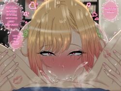 1boy 1girls blonde_hair blowjob deepthroat excited eyelashes girlfriend gojou_wakana kiss_mark kissing kitagawa_marin lilnaszzz love my_dress_up_darling saliva saliva_trail sono_bisque_doll_wa_koi_wo_suru