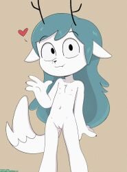 1girls anthro anthrofied antlers belly belly_button catrash cub deerfox_(hilda) female female_focus female_only fur furry heart hilda_(hilda) hilda_(series) netflix nipples nude pussy vagina