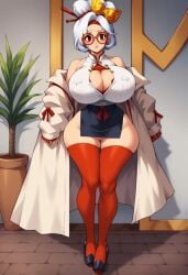 ai_generated breasts child_bearing_hips female glasses high_heels nintendo nipples paladinheart purah purah_(tears_of_the_kingdom) tears_of_the_kingdom the_legend_of_zelda thighhighs