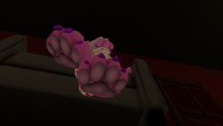 anthro anthro_only big_feet bottom_view feet foot_fetish legs_crossed mrhighvoice pawpads paws pink_pawpads sitting_on_chair