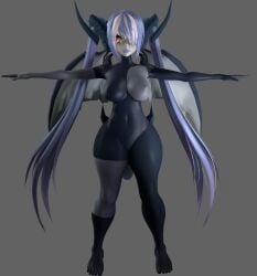 3d breasts canastus crossover dark_skin demon demon_girl female female fusion grey_hair half-human hatsune_miku hips konami monster_girl mutation nipples pinup possession sega solo source_filmmaker tagme thighs wide_hips wings yu-gi-oh! yu-gi-oh!_gx yubel