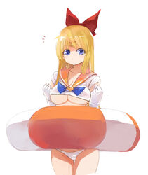 1girls bathing_suit bishoujo_senshi_sailor_moon blonde_hair bow breasts cleavage clothing elbow_gloves female female_only floatie gloves hairbow human large_breasts lifesaver long_hair minako_aino panties sailor_collar sailor_venus small_breasts solo thighs tiara tight_clothing underboob white_gloves white_panties yostxxx