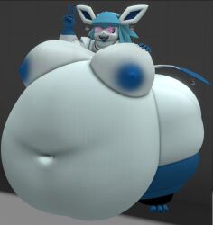 bbw big_breasts breasts cleavage eeveelution female furry glaceon huge_breasts kingofthekabuto nipples overweight pokemon pokemon_(species) queenofthekabuto ssbbw thick_thighs wide_hips