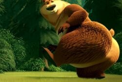ai_animation ai_generated animated anthro anus ass bear bear_ears bear_tail boog_(open_season) bushes dancing forest forest_background fur furry furryainudes grass grizzly_bear looking_at_own_butt male_focus male_only open_season showing_ass solo_male sound tagme trees twerking video