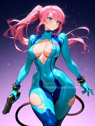 1girls ai_generated female female large_breasts light-skinned_female light_skin medium_breasts naked naked_female nipples nude nude_female uncensored vixxyart watermark zero_suit_samus