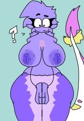 alchie_(species) big_ass big_breasts dragon_tail female ibispaintx nipples nude purple_body rainbowy_alchie(character) sprunki youtube youtube_hispanic youtuber