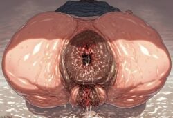 1girls ai_generated anal_juice anus ass ass_focus bent_over close-up darkeffect destroyed_anus detailed_anus donut_anus female_only gaping gaping_anus grotesque_genitals huge_anus huge_ass hyper_anus hyper_ass nightmare_fuel presenting_hindquarters puffy_anus pussy pussy_juice rear_view ruined_anus solo solo_female solo_focus ssbbw sweat swollen_anus wet wet_body wide_hips wrecked_ass