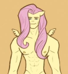 animation_meme art_trend artist_request flutterguy fluttershy_(mlp) human_artist humanization humanized humanized_pony instagram_source long_hair male_only meme meme_reference mlp_g4 muscular my_little_pony no_ai pink_hair shitpost solo solo_focus trend yellow_body you_made_me_mlp_meme