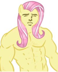 animation_meme art_trend artist_request flutterguy fluttershy_(mlp) human_artist humanization humanized humanized_pony instagram_source long_hair meme meme_reference mlp_g4 muscular my_little_pony no_ai pink_hair shitpost solo solo_focus trend yellow_body you_made_me_mlp_meme