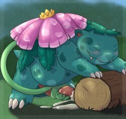 3_toes alex.fetter autovinejob balls big_balls big_penis blue_body blue_skin blush bodily_fluids claws cum cumshot ejaculation erection feet feral generation_1_pokemon genital_fluids genitals hi_res leaf male masturbation nintendo orgasm penile penile_masturbation penis pokemon pokemon_(species) solo toes venusaur vespir_(flintzell)