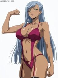 1girls code_geass dark-skinned_female juwu silver_hair villetta_nu