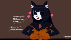 16:9 2025 animated anthro artist_name big_breasts black_body black_hair blue_eyes bra breast_play breast_squeeze breasts canid castigo clothing duo eye_through_hair female female_anthro female_on_human genitals glistening glistening_genitalia glistening_penis hair heart_symbol hi_res human human_on_anthro inner_ear_fluff interspecies male male/female male_human male_on_anthro malo mammal off_shouler open_mouth orange_bra orange_clothing orange_underwear penis scp-1471-a scp_foundation sex simple_background spanish_description spanish_text squeezing text titfuck translucent translucent_hair tuft underwear white_face widescreen