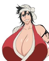 2d 2d_(artwork) alternate_breast_size big_breasts black_hair black_hair_female bleach breasts breasts_bigger_than_head enormous_breasts female female_only large_breasts momiji_(artist) shiba_kuukaku solo solo_female solo_focus upper_body upper_body_only