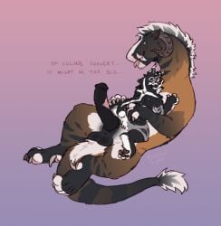 ambiguous_anthro ambiguous_gender animal_genitalia animal_penis anthro anthro_on_feral balls balls_on_tail bestiality black_body dragon duo equine_genitalia equine_penis erection eurasian_lynx felid feline felkin feral fur furred_dragon furred_scalie genitals horn hybrid_genitalia hybrid_penis knot knotted_equine_penis knotted_penis leopard_spots lynx male male/ambiguous male_feral mammal medial_ring micah_(yarrowlynx) mottled mottled_genitalia mottled_penis multicolored_body mythological_creature mythological_scalie mythology nonbinary_(lore) orange_body penis scalie short_tail spots straddling stripes tail text trans_(lore) trans_man_(lore) yarrow_(yarrowlynx) yarrowlynx