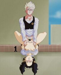 amondetauro dragon_ball dragon_ball_z hanging_breasts public public_sex sex son_gohan super_saiyan upside-down videl videl_(dragon_ball_z) videl_(long_hair) videl_(majin_buu_saga)