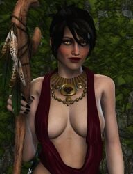 1girls 3d areola_slip areolae big_breasts bioware black_hair breasts cleavage dragon_age female female_only furbs3d large_breasts morrigan_(dragon_age) solo yellow_eyes