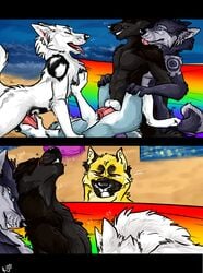 4_toes anal anthro balls beach canine darkwingo foursome foxgear fur furry group group_sex licking male_only mammal nowolf oral otis patrikthedog seaside sex tongue tongue_out