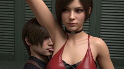 1girl1boy 3d 3d_model 3d_render ada_wong armpit_fetish armpit_licking armpit_sniffing armpits asian asian_female blender capcom dominant_female domination leon_scott_kennedy resident_evil resident_evil_3 smell smell_fetish smelly_armpits source_filmmaker sweat sweaty yellowluxaresfm