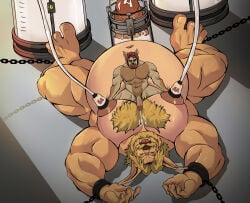 abs anthro beard belly big_muscles big_nipples big_pecs big_penis blonde_beard blonde_facial_hair blonde_hair blonde_mustache bodily_fluids bound breast_milking breast_play breasts canid canine cum cum_tank da_ddy22 duo erection facial_hair fluffy fluffy_chest genital_fluids genitals hair hi_res huge_nipples huge_penis humanoid_genitalia humanoid_penis hyper hyper_genitalia hyper_penis kangaroo kneeling kole_(usernametaken2010) lactating long_hair lying macropod male male/male male_lactation mammal marsupial milking_cum musclegut muscular muscular_anthro muscular_male mustache navel nipples nude on_another on_back pecs penis sex titfuck