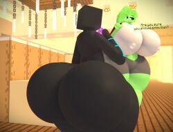 1boy 1girls big_ass big_breasts big_butt black_body black_skin blocky_head breasts clothed_female_nude_male curvy_female curvy_male dialogue hair hb_(hb_the_ender) hbtheender huge_ass huge_breasts huge_butt minecraft nipples nipples_visible_through_clothing nude_male potion slimer_(stemingbunbun) tagme text thick_thighs wide_hips