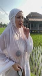 ai_generated big_breasts hijab milf realistic rice_field see-through_clothing tagme video