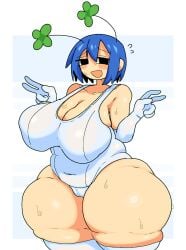 1girls antenna_hair antennae antennae_(anatomy) armwear ass ass_visible_from_the_front bbw belly big_ass big_breasts big_thighs black_eyes blue_hair bottom_heavy breasts cameltoe cleavage clover_(plant) clover_hair_ornament competition_swimsuit curvaceous curvy curvy_female curvy_figure detached_sleeves double_v embarrassed embarrassed_female enormous_thighs fat_ass fat_breasts fat_thighs female female_only gigantic_thighs hips_wider_than_shoulders huge_ass huge_breasts huge_thighs hyper hyper_thighs large_ass large_breasts large_thighs massive_ass massive_breasts massive_thighs navel navel_visible_through_clothes negitoro_(ntlrjqsolnlijmr) nervous nervous_smile oc open_mouth original_character peace_sign plump plump_ass plump_breasts plump_thighs pussy pussy_bulge pussy_lips shiny_skin short_hair solo solo_female sweat sweatdrop sweating sweating_profusely swimsuit thick_thighs thighs thighs_bigger_than_head thighs_bigger_than_torso thunder_thighs tight_clothing venus_body voluptuous voluptuous_female wavy_mouth white_armwear white_leotard wide_hips