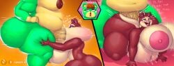 abdominal_bulge absurd_res ambiguous_penetration animal_crossing anthro areola bear belly big_belly big_breasts big_butt big_penis black_eyes breasts brown_areola brown_nipples butt charlise_(animal_crossing) cheek_bulge doggystyle duo english_text fellatio female female_penetrated from_behind_position genitals gynomorph gynomorph/female gynomorph_penetrating gynomorph_penetrating_female heart_symbol hi_res huge_breasts huge_butt huge_hips huge_penis huge_thighs intersex intersex/female intersex_penetrating intersex_penetrating_female mammal multicolored_body nintendo nipples nude onomatopoeia oral overweight overweight_anthro overweight_gynomorph overweight_intersex pecan_(animal_crossing) penetration penile penile_penetration penis pink_areola pink_nipples rodent sciurid sex shannonrat sound_effects text thick_thighs tree_squirrel two_tone_body wide_hips