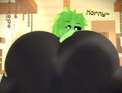 1boy 1girls big_ass big_breasts big_butt bigger_ass black_body black_skin blocky_head breasts clothed_female_nude_male curvy_female curvy_male dialogue hair hb_(hb_the_ender) hbtheender huge_ass huge_breasts huge_butt minecraft nude_male slimer_(stemingbunbun) tagme thick_thighs tongue_in_anus tongue_in_ass wide_hips