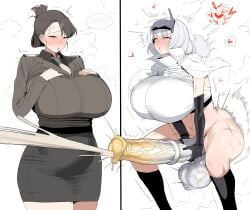 1futa 1girls ass balls ballsack big_breasts big_penis blue_eyes blush breasts breasts_bigger_than_head brown_hair clothed_female commander_(nikke) cum ejaculation erection excessive_cum female female_commander_(nikke) futanari genderswap goddess_of_victory:_nikke hands_on_breasts heart horsecock long_hair masturbation miniskirt mostly_clothed mostly_clothed_futa multicolored_penis musk musk_clouds older_female orgasm orgasm_face penis scar shaking_breasts snow_white_(heavy_arms)_(nikke) snow_white_(nikke) tagme testicles thick_penis thick_thighs thrusting tight_clothing tight_fit uniform veiny_balls veiny_penis watching_masturbation white_hair ysz