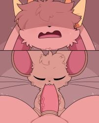 accessory ambiguous_gender animal_genitalia animal_penis blush bodily_fluids bow_accessory brown_body brown_fur dominant duo ear_accessory erection eyes_closed fellatio femboy feral feral_on_feral fluffy fur genital_fluids genitals hi_res house_mouse km-15 lagomorph larger_sub leporid male male/ambiguous mammal mouse murid murine open_mouth oral penile penis penis_grab rabbit ribbons rodent saliva saliva_on_penis scaroused sex simple_background size_difference smile submissive sweat tail tail_around_penis tail_fetish tail_play tapering_penis teeth whiskers yellow_bow yellow_ribbon