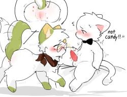 2026 anthro anthro_on_feral balls bestiality biped blush bodily_fluids body_blush bow_tie cat_tail digital_drawing_(artwork) digital_media_(artwork) digitigrade domestic_cat duo english_text eyewear felid feline felis female female_feral female_on_anthro feral flat_colors forehead_gem fur gem genital_shot genitals glasses green_body green_eyes green_fur hearts_around_body innie_vulva kerchief kiri_(kirichiiii) looking_at_another looking_at_genitalia looking_at_penis male male/female male_anthro male_on_feral mammal monotone_body monotone_fur multicolored_body multicolored_fur neckerchief neckwear paws penis quadruped shaking side_view slim slim_anthro slim_male starling1220 sweat tail tail_motion tailwag tapering_penis text tremble_spikes trembling two_tone_body two_tone_fur vulva vulva_blush white_body white_fur