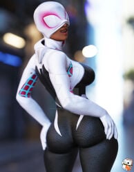 1girls 3d ass big_ass bodysuit bubble_butt female female_only gashousesushii gwen_stacy marvel solo spider-gwen spider-man_(series)