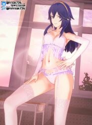 1girls 3d babydoll bare_shoulders bare_thighs blue_eyes blue_hair brand_of_the_exalt breasts bridal_gauntlets collarbone desk fefreak726 female female_only fire_emblem fire_emblem_awakening garter_belt hair_between_eyes hand_on_own_hip hand_on_own_thigh indoors lingerie long_hair looking_at_viewer lucina_(fire_emblem) medium_breasts navel nintendo panties princess royalty shoulders smile solo standing stomach sunrise symbol-shaped_pupils thighhighs thighs tiara underwear white_babydoll white_panties white_thighhighs window