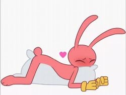 animated blushing blushing_male bunny_boy evil_jax_(tadc) evil_jax_(the_amazing_digital_circus) eyes_closed fast_thrusts gif humping humping_pillow pillow pillow_humping slow_penetration sodastik tadc tail_motion the_amazing_digital_circus