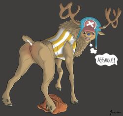 anus balls cervine feral jinrou male male_only one_piece reindeer solo tony tony_tony_chopper tony_tony_chopper_(walk_point_form)