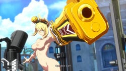 1girls 3d aiming_gun arc_system_works big_breasts big_gun blonde_hair blue_eyes completely_nude completely_nude_female dnf_duel dungeon_and_fighter glasses gun hair_ornament large_breasts launcher_(dnf_duel) long_hair mod nude nude_female nude_mod pussy tied_hair vagina
